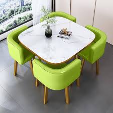 Set Tavolo Rotondo con 4 Sedie per Pranzo e Ufficio