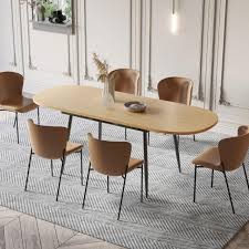 Tavolo da Pranzo Allungabile Ovale in Legno Naturale